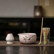 1/5pcs Handmade Embossed Floral Matcha Tea Set, Ceramic Matcha Bowl With Pour Spout, Bamboo Whisk, Whisk Holder & Chashaku Scoop, Japanese Tea Ceremony Kit For Matcha Lovers Gift - Multicolor - View 13