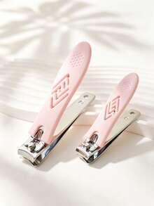 Set Gunting Kuku Anti Selip Timbul Warna Pink 2 Buah, Alat Perawatan Kuku Tangan dan Kaki Sehari-hari, Gunting Kuku Tajam Melengkung dengan Pegangan Bertekstur Anti Selip, Memotong Kuku Jari Tangan dan Kaki, Penggunaan di Rumah, Portabel untuk Perjalanan, Nilai Terbaik, Perlengkapan Perawatan Pribadi, Hadiah Kecil untuk Liburan - Baby Pink - View 2