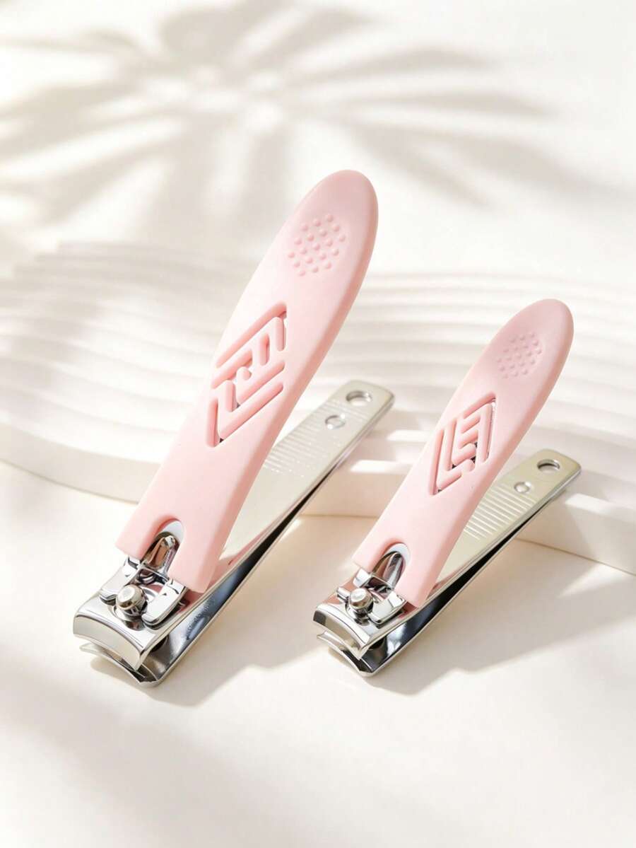 Set Gunting Kuku Anti Selip Timbul Warna Pink 2 Buah, Alat Perawatan Kuku Tangan dan Kaki Sehari-hari, Gunting Kuku Tajam Melengkung dengan Pegangan Bertekstur Anti Selip, Memotong Kuku Jari Tangan dan Kaki, Penggunaan di Rumah, Portabel untuk Perjalanan, Nilai Terbaik, Perlengkapan Perawatan Pribadi, Hadiah Kecil untuk Liburan