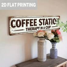 Papan Tanda Kedai Kopi Pedesaan Besar Datar 2D - Dekorasi Dinding Kafe Rumah Pertanian dengan Teks "Kedai Kopi Dalam Cangkir" dan "Kopi" - 5x16 Inci - Termasuk Perlengkapan Pemasangan Mudah, Kedai Kopi (Gaya Acak) - A - View 3
