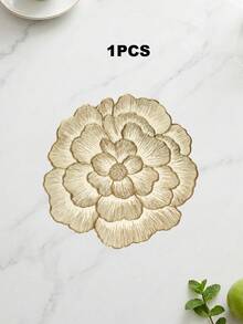 1/4/6/8/12入 金色PVC創意花朵造型餐墊，透明線條現代設計，防滑耐熱易清潔可擦拭，適用於餐桌保護耐熱墊，婚禮節日餐桌裝飾，居家房間檯面裝飾，四季通用 - 金色 - 查看 16