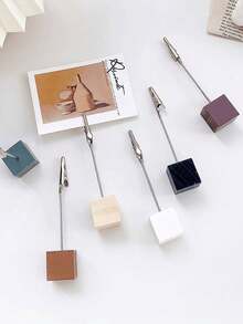 Modern Desktop Photo Clip Holder, Minimalist Wooden Base Memo Stand With Metal Clip, Tabletop Card Display Stand For Photos, Business Cards, Place Cards, Wedding Events, Office Desk Decoration & Home Accessories.Mixed Color - A - View 9