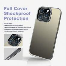 Casing ponsel matte gradien Miniso 1PC berlisensi resmi, cocok untuk ponsel seri Apple 18 Pro Max/18 Pro/17 Air/17/16/15/11/12/13/14 Plus/17 Pro Max. Desain mewah, bergaya, kreatif, sederhana, warna solid, unisex. - Warna Perak Hitam - View 4