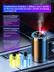[Car Accessories]Starry Projection Smart Car Air Purifier, 5 Working Modes, Colorful LED Ambient Lighting, Auto Start And Stop, Car Aromatherapy Diffuser, Mini Car Air Humidifier, Essential Oil Diffuser, Adjustable Concentration, Built-In Battery, USB Rechargeable, Suitable For Car, Office, Bathroom, Bedroom, Pet Room, 6 Essential Oil Scents Optional, Multiple Sets Available (1/2/3 Bottles Essential Oil + 1 Diffuser) - Cylindrical - View 17