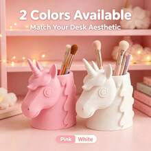 Cute Unicorn Pen Holder, Beautiful PLA Material Desktop Organizer, Multi-Functional Cosmetic & Pen Storage Cup, Cute Style Desktop Decor, Ins-Style Desk Ornament, Suitable For Vanity & Office - Multicolor - View 2