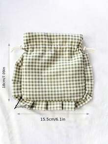 Tas Kosmetik Serut Motif Kotak-kotak Bordir Nama yang Dapat Disesuaikan, Tas Kosmetik Gaya Manis dengan Hiasan Ruffle, Cocok untuk Ulang Tahun Sahabat atau Souvenir Pernikahan, Tersedia Berbagai Warna (Termasuk Palet Warna Macaron), Tas Hadiah Kecil yang Lucu dan Elegan - MultiWarna - View 7