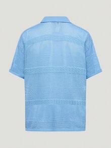 Adidas Originals Kemeja Polo Pria RESORT S Kerah Rajut Lengan Pendek TKW8166 - Baby Blue - View 3