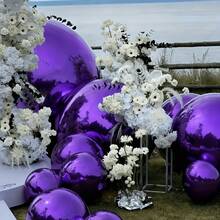 4pcs/Set (10.0 Inch, 15.0 Inch, 22.0 Inch, 32.0 Inch) Large Purple Foil Balloon Set - No Helium Needed, Reusable And Durable Base, Reflective Surface, Suitable For Christmas, Wedding - Multicolor - View 7