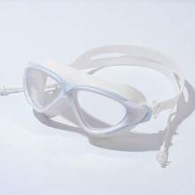 Adult Swimming Goggles Unisex Large Frame Adjustable Double Strap Design With Earplugs Comfortable Fit Swimming Pool Training Fitness Swimming Gear Summer Water Sports Accessories - White - View 6