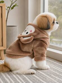 PETCIRCLE 1PC Pet Clothes Small Dog Puppy Cat Cute Soft Warm Windproof Plush Short Transformation Outfit - Obedient Monkey - Brown - View 2