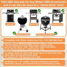 7425 Sistema de barbacoa gourmet Wok para parrilla de cocina  Gourmet, hierro fundido, negro, resistente, compatible con  Spirit II 200/300, Genesis II E-310, Summit, y más - Negro - Ver 3