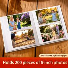 1pc 6 Inch 200-Sheet Photo Album, Insert-Style Family Photo Collection, Large Capacity Photo Storage Book, Family And Student Photos, Winter Christmas Valentine's Day New Year Gift - 1PC - View 2
