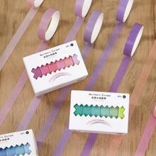 6Pcs Rainbow Candy Color Washi Tape Set, DIY Decorative Journal Sticker Tape Student Craft Stationery - Multiple Styles - View 8