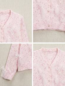 Women's Bow Decor Knit Cardigan - Pink - View 10