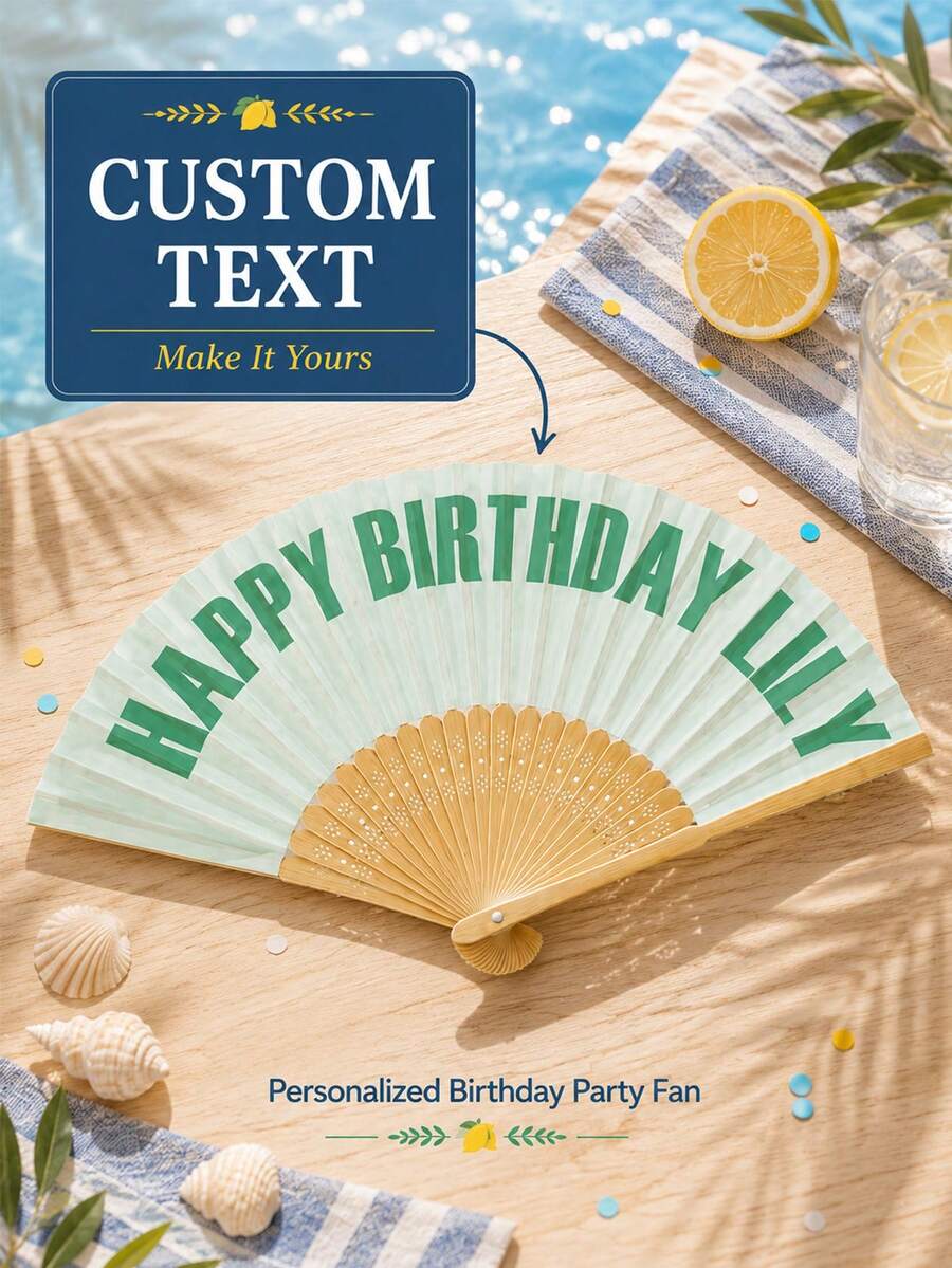 2pcs Personalized Colorful Fans, Vintage Curved Font, With Storage Bag, Customizable With Any Text, Name Or Quote, Business, Wedding Or Event Gift, Suitable For Wedding, Tea Party, Bridesmaid, Wedding Party, Teacher's Day, Halloween