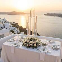 Vincidern 1Pcs 8 Arm Acrylic Candelabra Candle Holder For Wedding Table Centerpieces ,38.5 Inches Tall Floor Arcylic Candlesticks Holder With Shade For Birthday,Living Dining Room,No Candles Included - 透明的燭台 - 查看 3