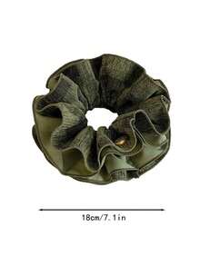 Korean Style Mist Forest Green Scrunchie, Niche Design Hair Tie For Ponytail, High Aesthetic Hair Band - Green - View 2