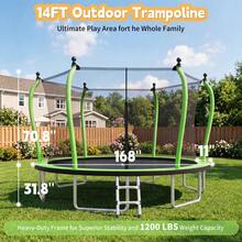 MERAX 14FT Trampoline For Kids And Adults, Round Outdoor Trampoline With Enclosure Net & Curved Poles ,Recreational Backyard Trampoline, Green - Green - View 2