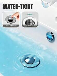 1/2/3 Packs Stainless Steel Pop-Up Sink Drain Stopper With Removable Filter Basket, Fits Bathtub/Shower Drain Cover, Collects Hair, Easy Snap-In Replacement Plug To Clear Clogs (No Chemicals/Easy To Clean) Prevents Clogs And Jewelry Loss - Multicolor - View 10