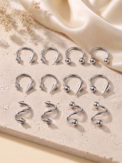 2pcs 16g Nose Rings Lip Rings Snake Bite Piercing Jewelry,Labret Piercing Jewelry,Spiral Barbell Helix Tragus Earrings Hoop Horseshoe Septum Ring