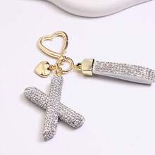 1PC Fashion Sparkling Rhinestone Alphabet Keychain Cute Letter Charm Key Ring Exquisite Backpack Decoration Accessories Gifts - Multicolor - View 9