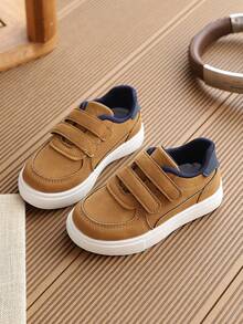 1 Pair Boys' 2026 Spring/Autumn Versatile Girls' Sports Casual Skate Shoes, Breathable - Khaki - View 1