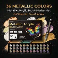 48/36/24/12 Colors Metallic Liquid Acrylic Paint Markers, Colorful Marking Pens, Coloring Set Suitable For Painting, Doodling, Illustration, Handicrafts, School Back To School Season For Coloring Books And Other DIY Projects, Applicable To Paper, Fabric, Canvas, Wood, Rock, Plastic, Glass, Ceramic, Pumpkin, Metal, Etc., Easter, Thanksgiving, Halloween, Christmas Gift Supplies - Multicolor - View 14