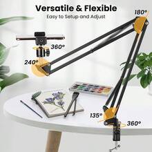 可彎曲桌面手機支架三腳架,360°旋轉,適用於線上影片、直播、筆記本電腦、俯拍攝影 - 查看 4