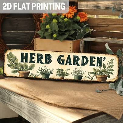 2D Flat, 1pc, Vintage Style, Vanilla Garden, Sign, Country Style Herbal Plant Illustration Wall Decor, Suitable For Kitchen, Bathroom, Living Room, Porch, Decorative Sign, (Random Style)