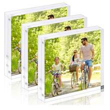 Acrylic Photo Frame, Transparent Double-Sided Picture Frame 5*7 Inch, 4*6 Inch Double-Sided Frameless Desktop Floating Display Stand, 4*4 Inch, 2*3 Inch Photo Frame, Thin Frame With Stand, Suitable For Home And Office Use - Multiple Styles-transparent - View 7