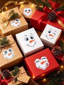 30pcs/1sheet Snowman Face Sticker Set, Reusable PVC Stickers, Suitable For Winter And Christmas Holiday Decoration, Fridge Magnets, Party Gift Wrapping, Notebooks, Water Bottles And Other Holiday Home Decor - Multicolor - View 9