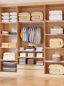 Estantería de almacenamiento expandible para armario - Estantería de almacenamiento vertical ahorradora de espacio con estantes de altura ajustable, perfecta para almacenar ropa, zapatos y gabinetes - Fácil de instalar, ideal para la organización del armario y el almacenamiento del hogar - Ver 9