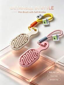 Mini Oval Hair Comb, Portable For Women, Suitable For Travel, Outdoor, Work, School, Lightweight Massage Comb With Lanyard, Multiple Colors Available - One Size Fits All - View 5