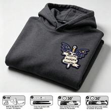 1件裝 深夜星空蝙蝠翼劍刺繡貼布 You Do Not Fear 勵志標語哥德風熨燙貼布，適用衣物、背包 DIY 裝飾 - A - 查看 3
