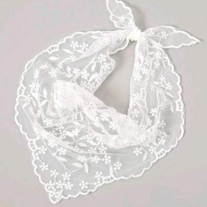 1pc Lace Trim Triangle Scarf, Suitable For Matching With Dresses