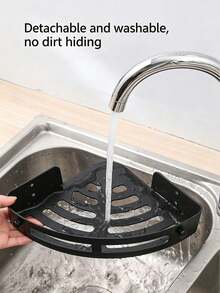 1/2/3pcs No-Drill Triangular Shower Caddy, Black/Grey Wall-Mounted Bathroom Storage Rack, Kitchen Corner Storage Shelf, PP Material, With Drainage Holes, Easy Installation, Suitable For Kitchen, Bathroom, Dining Room - Multicolor - View 8