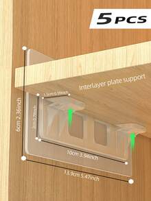 5/10pcs Shelf Support Pins, Self-Adhesive Clips, Shelf Pins, Suitable For Kitchen Cabinets, Bookshelves, Wardrobes, Shelf Brackets, Kitchen Cabinet Auxiliary Tools - Transparent - View 9