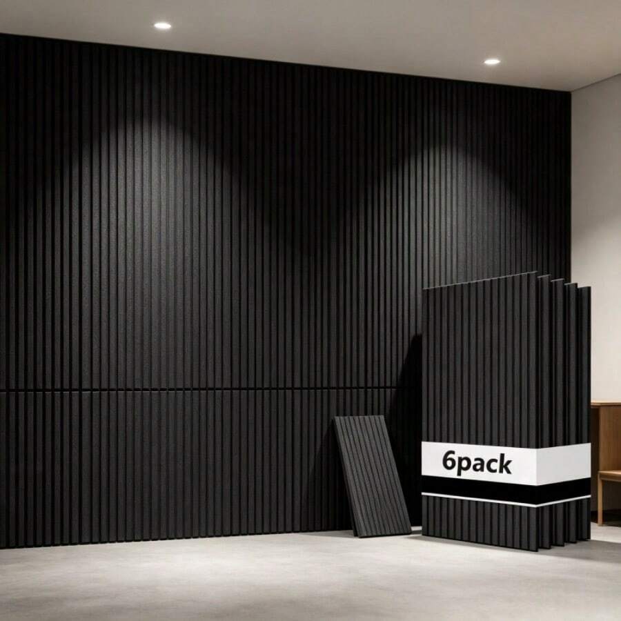 6 Pieces Of Self-Adhesive Sound-Absorbing Panels, High-Density Noise Reduction PVC Surface, 23.6 X 11.8 X 0.4 Inches - Wall Decoration Sound Insulation Panel, Self-Adhesive Great Wall Panel, Suitable For Background Walls, Wall Sound-Absorbing Panel - 6pcs - View 1
