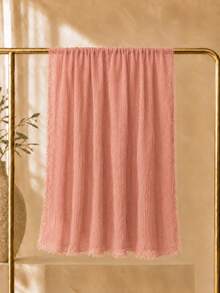 1 pieza Pañuelo de cabeza básico clásico de color liso plisado para mujer - Rosa coral - Ver 3