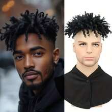 3inch 70g Synthetic Clip-In Hair Extensions Short American Black Perm Dreadlocks1 Hip-Hop Styling Wig - Multicolor - View 2