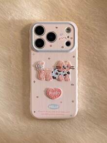 1件趣味Ins卡通可愛刺繡貓咪圖案手機殼，相容 15、Apple 17 Pro Max、14、16 Pro、16 Max，獨特美觀手機保護殼，適合女生，生日、母親節禮物 - 粉色 - 查看 8