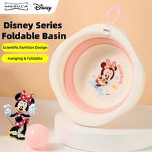 Mesuca 1pc Foldable Home Wash Basin, Disney Cartoon Character Style, Blue/Orange/Pink 3 Colors Optional, With Hanging Hole Design, Space-Saving, Portable Multi-Function, For Face And Foot Washing, Soft Silicone Bath Tub - Multicolor - View 3
