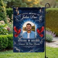 Customized New Flags Personalized DIY Remembering The Garden Flag Guardian Angel Sympathy Quote Custom Photo Pattern Yard Exterior Decor Suitable For Grave Lawn Courtyard Home Styling For Halloween Thanksgiving Christmas Back To School Season - Multicolor - View 4