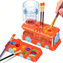 Upgraded Watercolor Brush Cleaner, Water Circulation Paint Rinsing Brush Bucket, Little Train Brush Washer, Automatic Water Exchange - View 14