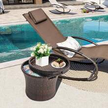 CozyChicHome Outdoor Wicker Side Table With Storage, 20 Inch Small Patio Rattan End Table Accent Tables With Lid, Steel Frame Lightweight Brown - Brown - View 6