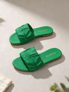 Children's Fashion Outdoor Sandals, Summer Square Toe Flat Shoes, Lace-Up Sandals, New Girls' Shoes, Fashion Beach Slippers - Green - View 3