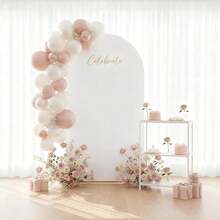2 Pcs White Arch Backdrop Fabric, 4ft, 5ft, 6ft, 6.6ft, 7.2ftft Solid Color Stretch Arch Backdrop Cover Bohemian Style For Birthday Parties, Wedding Decorations,Indoor And Outdoor Scene Arch Stand Decor,Photography Background Decoration - White - View 7
