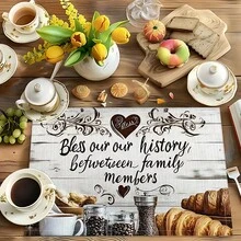 1pc/4pcs/6pcs, Cozy Pattern Printed Linen Placemats, Rectangular Table Mats, Washable, Easy To Clean, Dish Mats, Bowl Mats, Western Table Mats, Suitable For Kitchen, Dining Room, Family Gatherings, Coffee Table And Daily Table Decor - Multicolor - View 6