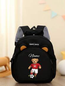 Mini Customizable Cartoon Bear Football Backpack Nylon Zipper Bag With Adjustable Shoulder Strap For School, Toddler Backpack - Multicolor - View 24