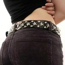 1pc Star Punk Party Street PU(Polyurethane) Women's Belt, All Season, Minimalist Fashion Metal Rivet, Daily Versatile, Unisex - Multicolor - View 3